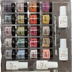 AZURE BEAUTY Dip Powder Nail Kit Multicolor 20 Colors Shiny Natural 10g Each NIB